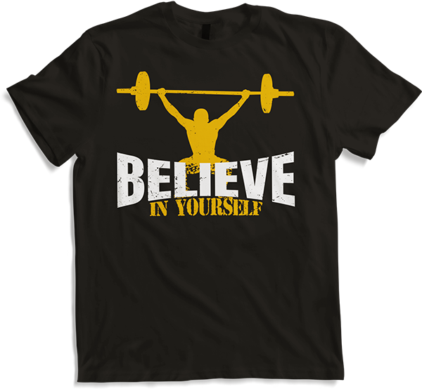 Believe in Yourself Man Jerk Clean Workout Weightlifting
