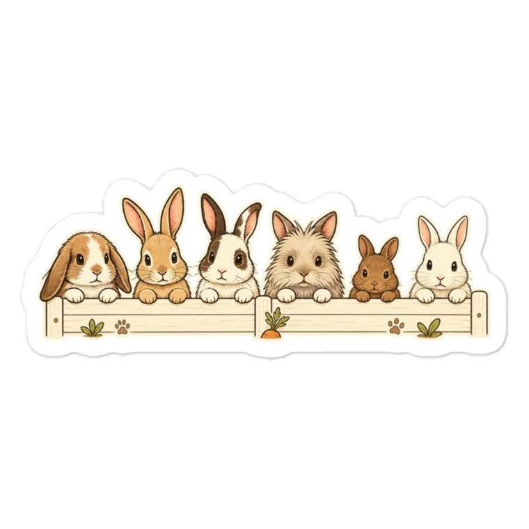 Sticker Hasengruppe am Gartenzaun Aufkleber Produktbild 1