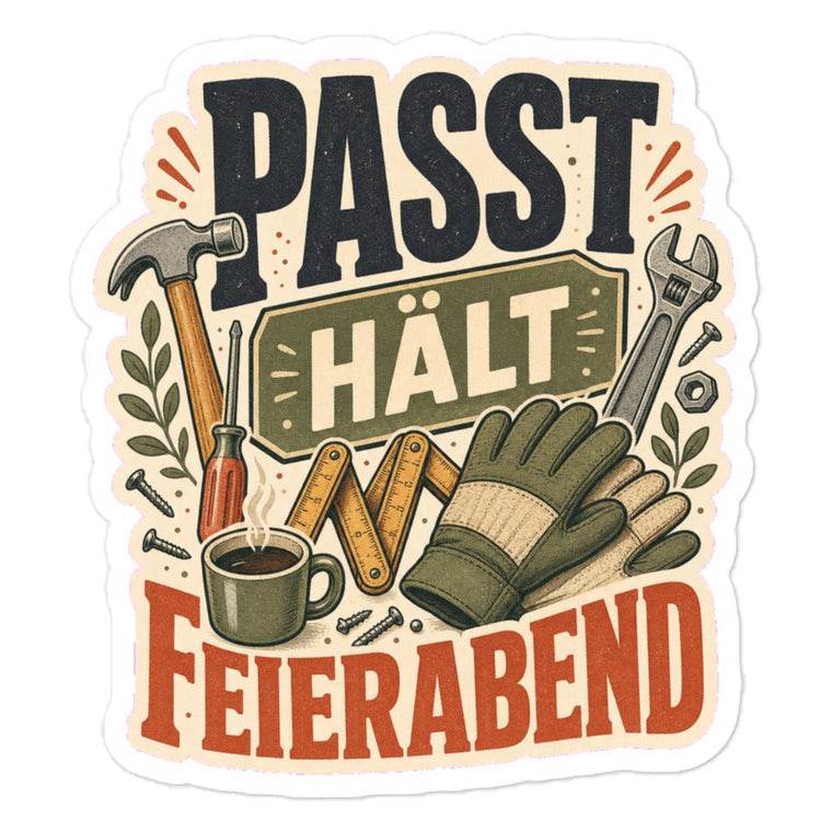 Sticker Passt Hält Feierabend Aufkleber Produktbild 1