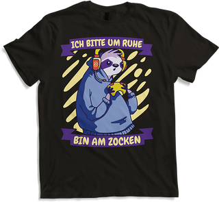 Produktbild von T-Shirt Bitte um Ruhe bin am zocken Gamer Sprüche Faultier Zocker