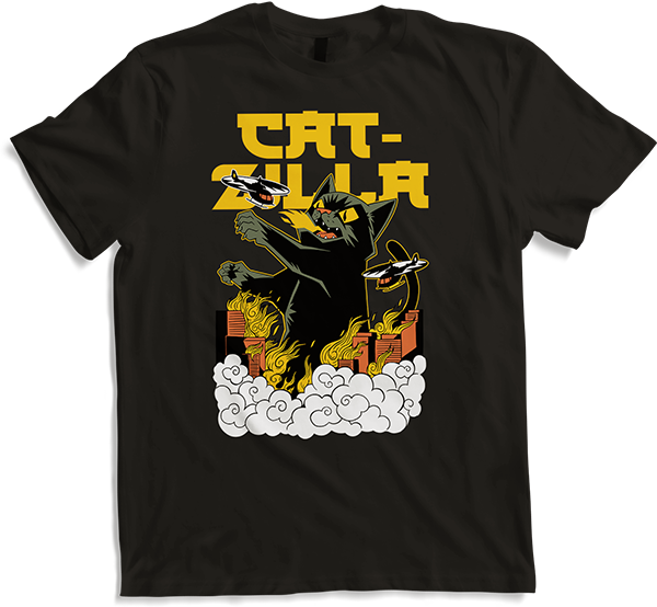 Produktbild von T-Shirt CATZILLA Lustige Katze Spruch Kätzchen Monster Tomcat in City