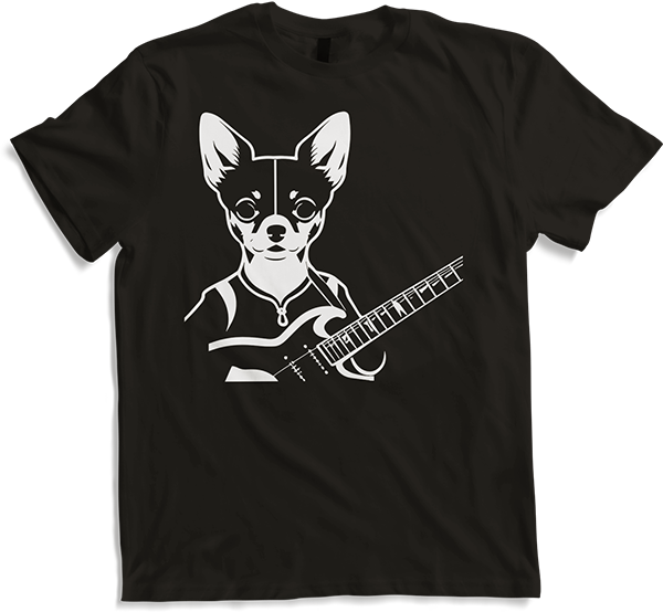 Produktbild von T-Shirt Chihuahua mit E-Gitarre Musiker Lustiger Gitarrist