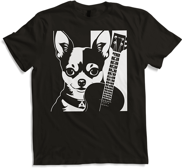 Produktbild von T-Shirt Chihuahua mit E-Gitarre Musiker Lustiger Gitarrist
