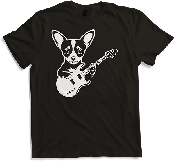 Produktbild von T-Shirt Chihuahua mit E-Gitarre Musiker Lustiger Gitarrist