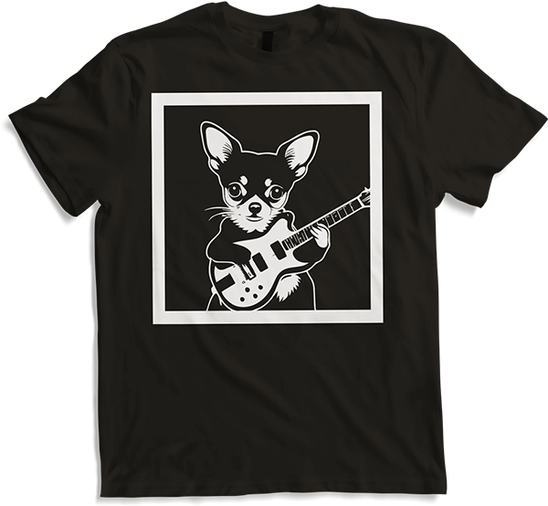 Produktbild von T-Shirt Chihuahua mit E-Gitarre Musiker Lustiger Gitarrist