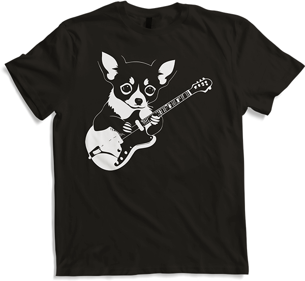 Produktbild von T-Shirt Chihuahua mit E-Gitarre Musiker Lustiger Gitarrist