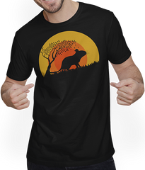 Produktbild von T-Shirt mit Mann DEGUS Sonnenuntergang | Vintage Sonne | Geschenk Deguhalter