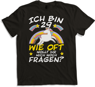 Produktbild von T-Shirt Damen ich bin 29 Einhorn Lustiges 30. Geburtstag Frauen