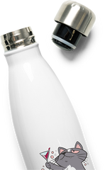 Produktbild vom Oberteil der Thermoflasche Death Metal Spruch Betrunkene Katze Metalhead Heavy Metal