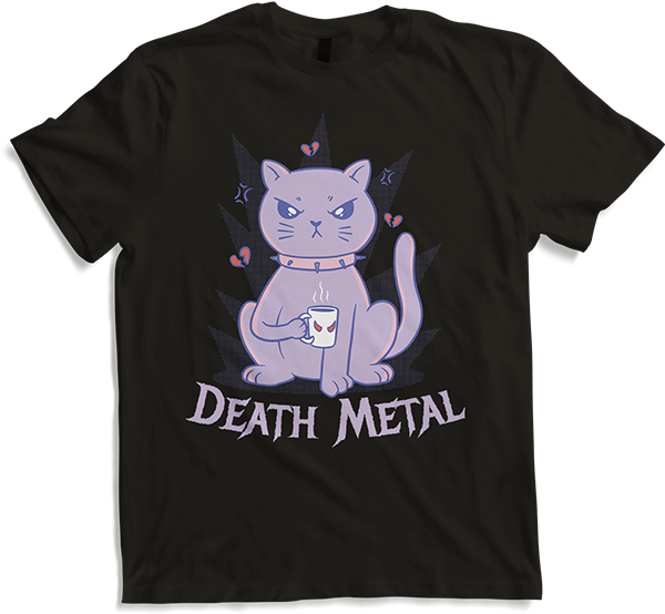 Produktbild von T-Shirt Death Metal Spruch Kaffee Katze Metalhead Heavy Metal