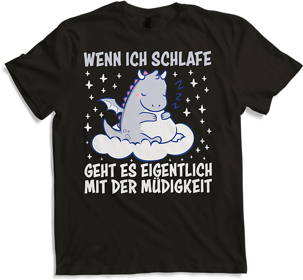 Produktbild von T-Shirt Drachen Kawaii Drache Sarkastische Schlaf Sprüche Müde