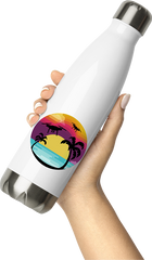 Produktbild von Thermosflasche von Hand gehalten Drohnen Piloten T-Shirt | Quadrocopter Sonnenuntergang