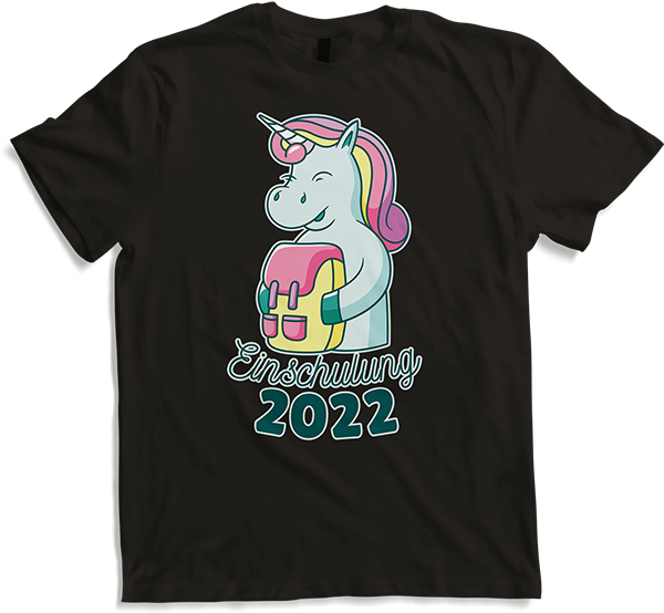 Produktbild von T-Shirt Einschulung 2022 Einhorn mit Rucksack 1. Klasse Mädchen