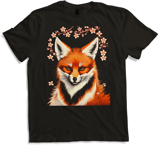 Produktbild von T-Shirt Foxes Japanische Kirschblüte Blume Kitsune Fuchs