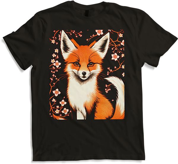 Produktbild von T-Shirt Foxes Japanische Kirschblüte Blume Kitsune Fuchs