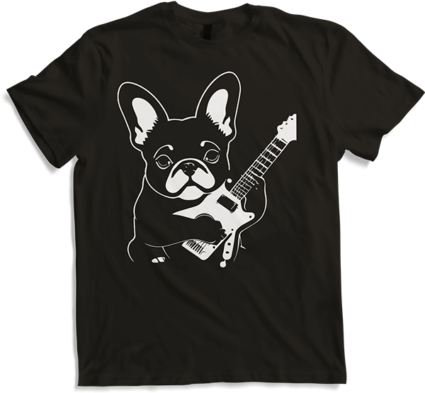 Produktbild von T-Shirt Französische Bulldogge mit E-Gitarre Musiker Gitarrist