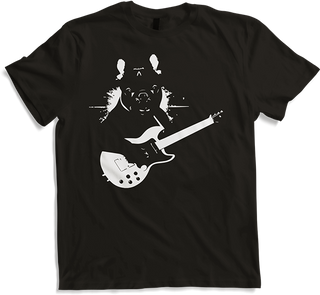 Produktbild von T-Shirt Französische Bulldogge mit E-Gitarre Musiker Gitarrist