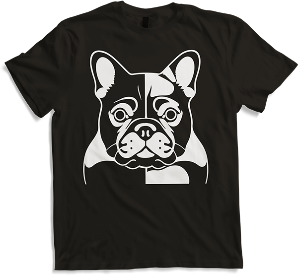 Produktbild von T-Shirt Französischer Hund mit E-Gitarre Musiker Gitarrist