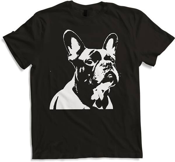 Produktbild von T-Shirt Französischer Hund mit E-Gitarre Musiker Gitarrist
