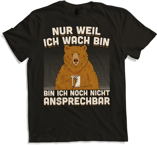 Produktbild von T-Shirt Freche Morgenmuffel Braunbär mit Kaffee Bären Sprüche Bär