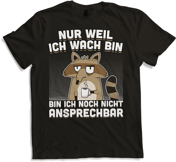 Produktbild von T-Shirt Frecher Morgenmuffel Spruch Waschbär mit Kaffee Sprüche