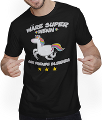 Produktbild von T-Shirt mit Mann Fremde bleiben Einhorn Lustiger Spruch Mädchen & Teenager
