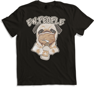 Produktbild von T-Shirt Funny Ew People Spruch Hund Mops trägt Gesichtsmaske