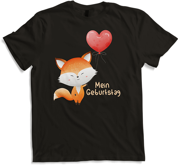 Produktbild von T-Shirt Geburtstag Fuchs Herz Luftballon Junge Mädchen Birthday