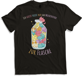 Produktbild von T-Shirt Greife zur Flasche Lustige Katzen Sprüche Katzenspruch