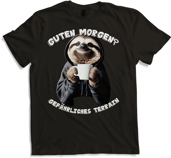 Produktbild von T-Shirt Guten Morgen Gefährliches Terrain Freche Faultier Sprüche