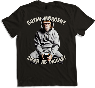 Produktbild von T-Shirt Guten Morgen? Zisch ab Digger! Kaffee Spruch Lustige Affen