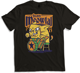 Produktbild von T-Shirt Heavy Meowtal Cat Spruch Drum Sloth Heavy Metal Drummer