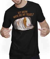 Produktbild von T-Shirt mit Mann Hey Mum Where Are My Treats? Lustiger Meerschweinchen Spruch