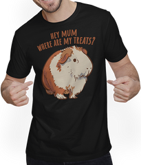 Produktbild von T-Shirt mit Mann Hey Mum Where Are My Treats? Lustiger Meerschweinchen Spruch