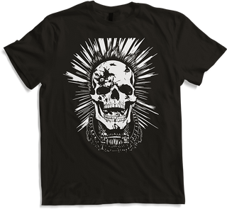 Produktbild von T-Shirt Horror Fan Totenkopf mit Mohawk Crazy Punkrocker Punk