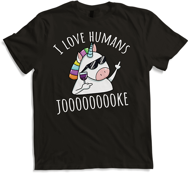 Produktbild von T-Shirt I love humans - Joke | Evil Misanthrope Einhorn | Sarkasmus
