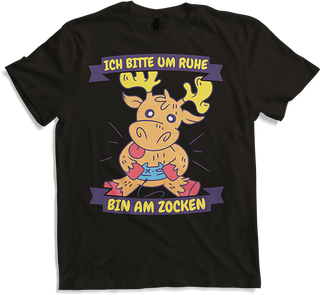 Produktbild von T-Shirt Ich bitte um Ruhe, bin am zocken Gamer Sprüche Elch Zocker