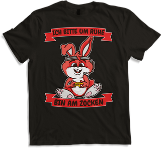 Produktbild von T-Shirt Ich bitte um Ruhe, bin am zocken Gamer Sprüche Hase Zocker