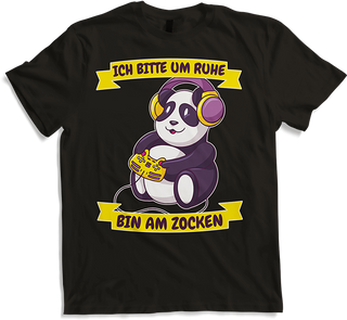 Produktbild von T-Shirt Ich bitte um Ruhe, bin am zocken Gamer Sprüche Panda Zocker