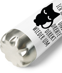 Produktbild vom Boden der Thermoflasche Ich kam sah und drehte direkt wieder um Katzen Spruch Kater