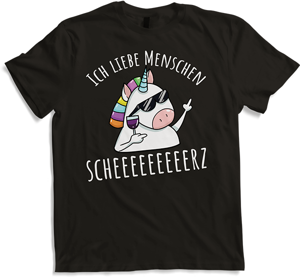Produktbild von T-Shirt Ich liebe Menschen | Böses Misanthrop Einhorn | Sarkasmus