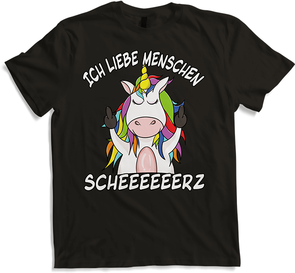 Produktbild von T-Shirt Ich liebe Menschen | Böses Misanthrop Einhorn | Sarkasmus