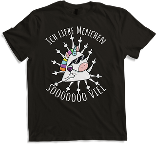 Produktbild von T-Shirt Ich liebe Menschen | Böses Misanthrop Einhorn | Sarkasmus
