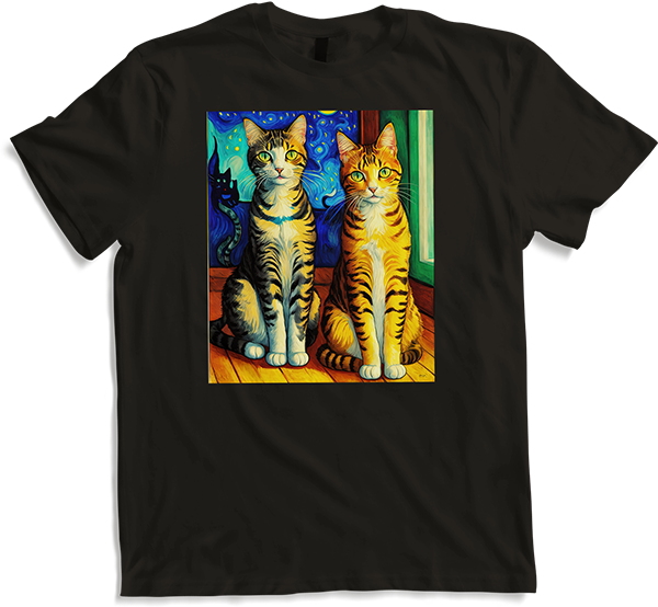 Produktbild von T-Shirt Impressionistische Katze Impressionismus Katzen Malerei Katze Kunstwerk