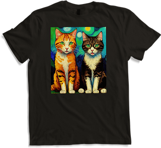 Produktbild von T-Shirt Impressionistische Katze Impressionismus Katzen Malerei Katze Kunstwerk
