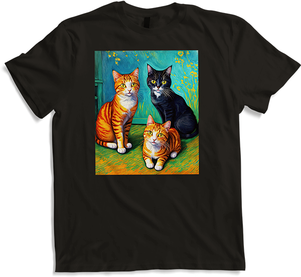 Produktbild von T-Shirt Impressionistische Katze Impressionismus Katzen Malerei Katze Kunstwerk