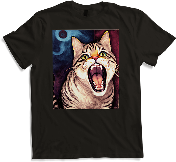 Produktbild von T-Shirt Impressionistische lustige Katze schreiende Impressionismus Katzen