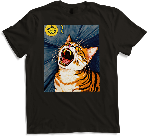 Produktbild von T-Shirt Impressionistische lustige Katze schreiende Impressionismus Katzen