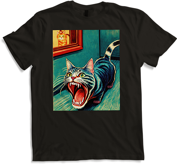 Produktbild von T-Shirt Impressionistische lustige Katze schreiende Impressionismus Katzen