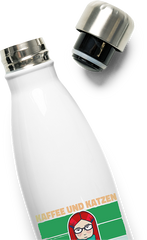 Produktbild vom Oberteil der Thermoflasche Kaffee und Katzen weil Menschen Nerven Morgenmuffel Katzen